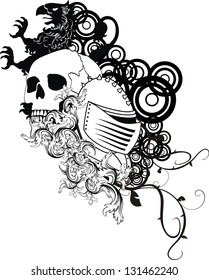 heraldic coat of arms crest skull in vector format