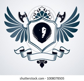 Heraldic coat of arms decorative emblem.