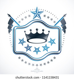 Heraldic Coat of Arms decorative emblem isolated vector illustration.