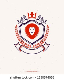 Heraldic Coat of Arms decorative emblem isolated vector illustration.