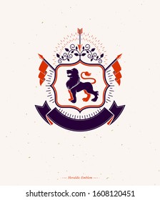 Heraldic Coat of Arms decorative emblem isolated vector illustration.