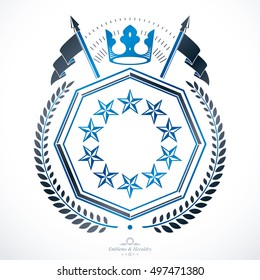 Heraldic Coat of Arms decorative emblem isolated vector illustration.