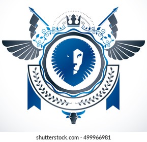 Heraldic Coat of Arms decorative emblem isolated vector illustration.