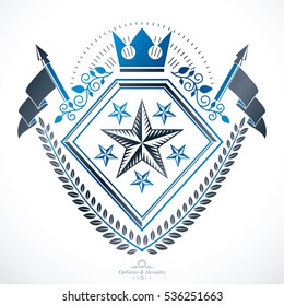 Heraldic Coat of Arms decorative emblem isolated vector illustration.