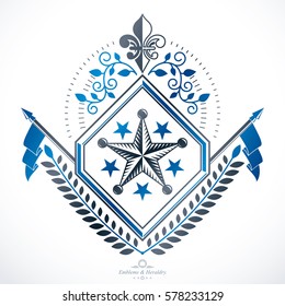 Heraldic Coat of Arms decorative emblem isolated vector illustration.
