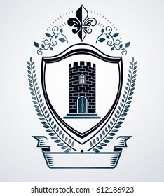 Heraldic coat of arms decorative emblem.