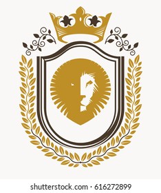 Heraldic coat of arms decorative emblem.