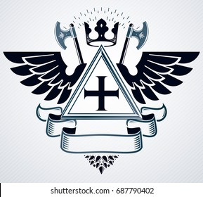 Heraldic coat of arms decorative emblem.