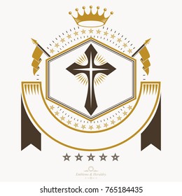 Heraldic Coat of Arms decorative emblem isolated vector illustration.