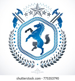 Heraldic Coat of Arms decorative emblem isolated vector illustration.
