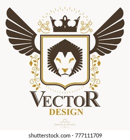 Emblema decorativo del escudo heráldico de armas, ilustración vectorial aislada.