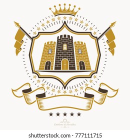 Heraldic Coat of Arms decorative emblem isolated vector illustration.