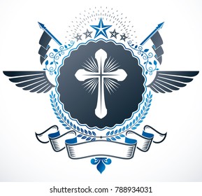 Heraldic Coat of Arms decorative emblem isolated vector illustration.