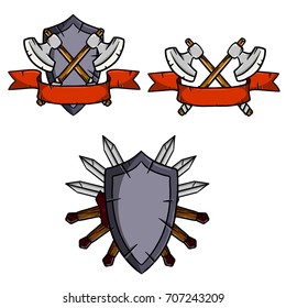 Heraldic Coat Arms Shield Crossed Swords Stock Vector (Royalty Free ...