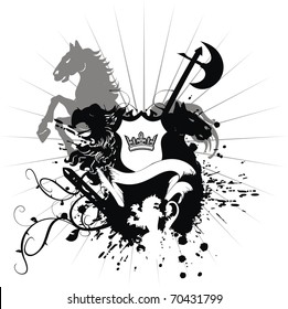 heraldic coat of arms t-shirt in vector format very easy to edit