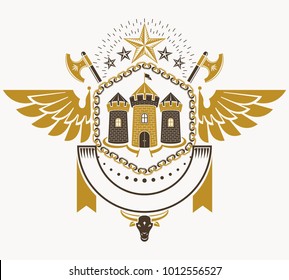Heraldic Coat of Arms, vintage vector emblem.