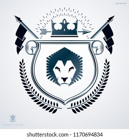 Heraldic Coat of Arms, vintage vector emblem.