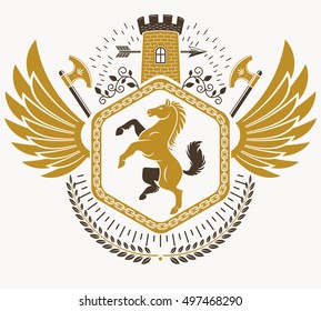 Heraldic Coat of Arms, vintage vector emblem.