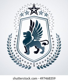 Heraldic Coat of Arms, vintage vector emblem.