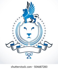 Heraldic Coat of Arms, vintage vector emblem.