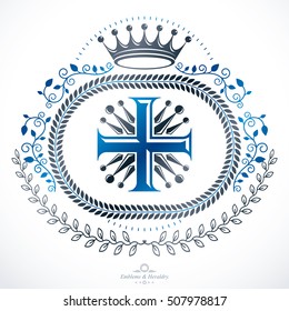 Heraldic Coat of Arms, vintage vector emblem.