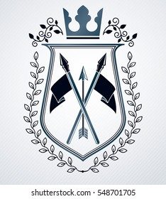 Heraldic Coat of Arms, vintage vector emblem.