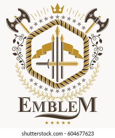 Heraldic Coat of Arms, vintage vector emblem.