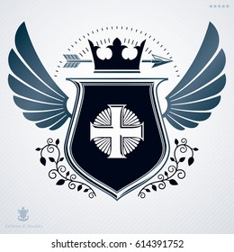 Heraldic Coat of Arms, vintage vector emblem.