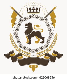 Heraldic Coat of Arms, vintage vector emblem.