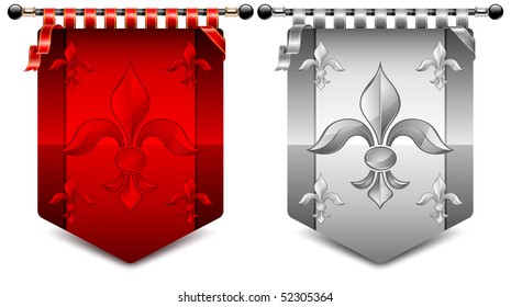 Heraldic coats different color with fleur symbol, vector illustration