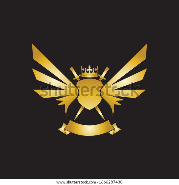 Heraldic Composition Crown Swords Wings Shield Stock Vector (Royalty ...