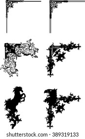 heraldic corners set in vector format very easy to edit