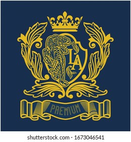 Heraldic Crest Embroidery Graphic Vector