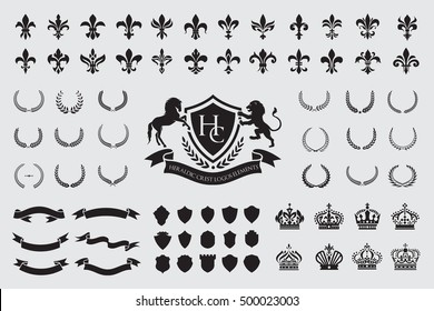 Heraldic Crest Logos Elements Set