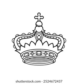 heraldic crown, black line vector design element