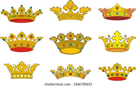 Heraldic crowns vector set