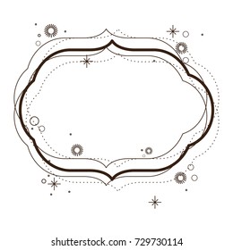 heraldic decorative rounded frame in brown color silhouette with sparks vector illustration