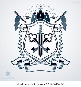 Heraldic design, vector vintage emblem.