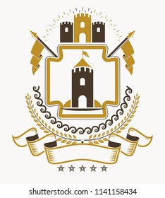 Heraldic design, vector vintage emblem.