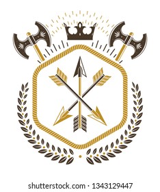 Heraldic design, vector vintage emblem.