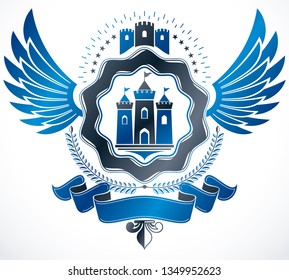 Heraldic design, vector vintage emblem.