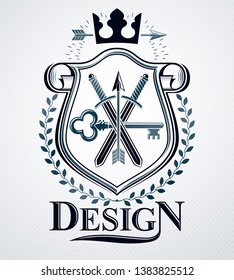 Heraldic design, vector vintage emblem.