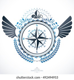 Heraldic design, vector vintage emblem.