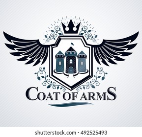 Heraldic design, vector vintage emblem.