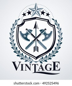 Heraldic design, vector vintage emblem.