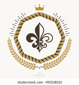 Heraldic design, vector vintage emblem.