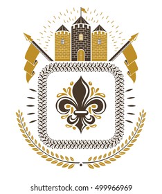 Heraldic design, vector vintage emblem.