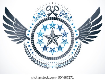 Heraldic design, vector vintage emblem.