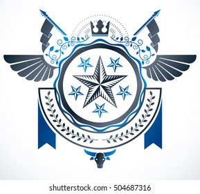 Heraldic design, vector vintage emblem.