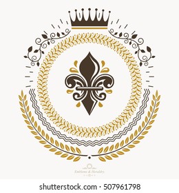 Heraldic design, vector vintage emblem.